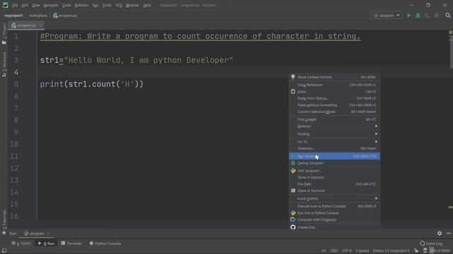 Number Of Occurrence Of Character  | Solutions For Python 100 Exercises | Program39 | CodingFacts