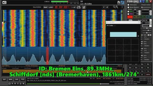 27.05.2020 09:45UTC, [Es], Bremen eins, Германия, 1861км и Radio KissKiss, Италия, 2234км, 89.3МГц