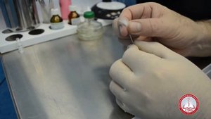 Накручивание ватки на зонд с нарезкой