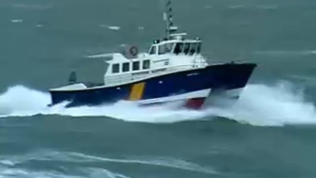 Windfarm service vessel 'Island Tiger' undergoing rough weather sea trials off Cork,  2011