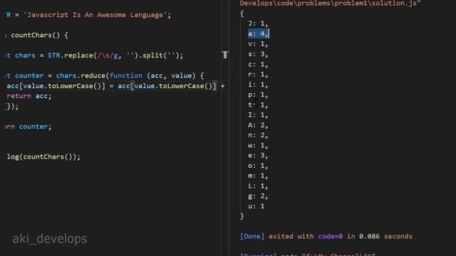 Count Characters in String - JavaScript interview questions