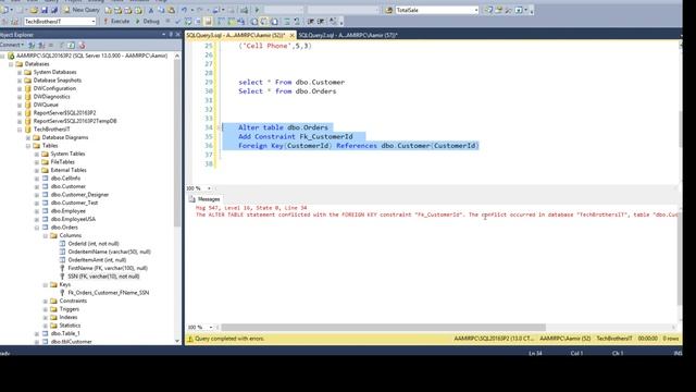 The ALTER TABLE statement conflicted with the FOREIGN KEY constraint in SQL Server-SQL Tutorial P69 смотреть онлайн