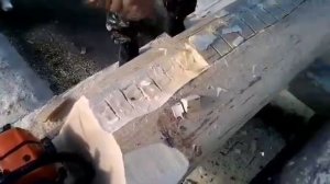 Рубка сруба из бревна большого диаметра в канадскую (седловидную) чашу, бриллиантовый замок