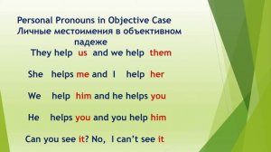 LESSON 22 ОБЪЕКТНЫЙ ПАДЕЖ МЕСТОИМЕНИЙ (ME, HIM, US,THEM) ОСОБЕННОСТИ УПОТРЕБЛЕНИЯ / ПРАВИЛА /ПРИМЕР