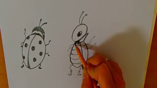 Учимся рисовать муровья, кузнечика и божую коровку смотреть онлайн