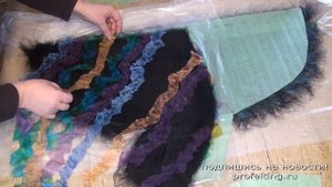 Декорирование войлока  шелком и волокнами