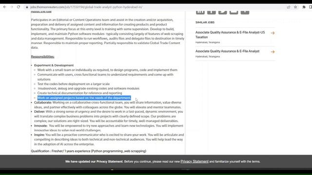 Global Trade Analyst – Python | Thomson Reuters | IT job | Ninotronix смотреть онлайн