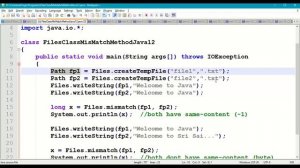 Java Files class with mismatch() Method in Java-12|| java.nio.file.Files class || Files class|| #37