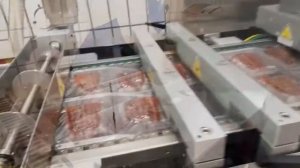 Работа термоформера Thera 450 упаковка копченостей