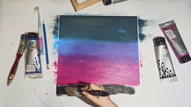 Рисуем кота. Картина акрилом