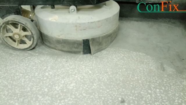Шлифовка пылящего бетонного пола с мраморной крошкой