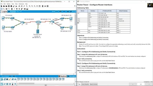 1.4.7 Packet Tracer - Configure Router Interfaces