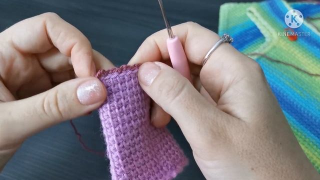 Быстрая и эффектная обвязка края крючком #тунисскоевязание