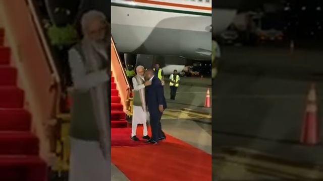 Papua New Guinea Prime Minister James Marape touches the feet of PM Modi