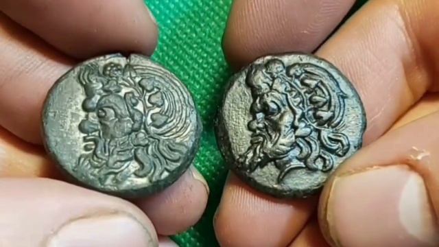 Обол. Боспорское царство. медь. Перисад 1. чистка расчистка монеты Сравнение