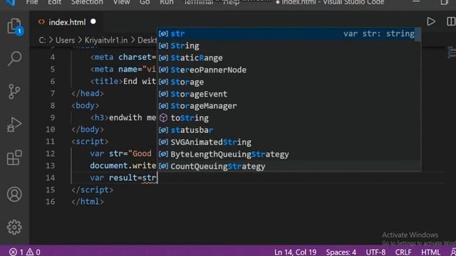 JavaScript String endsWith() Method | javascript string - javascript tutorial