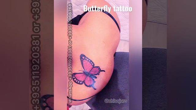 Butterfly tattoo on back shoulder. (Scar cover up