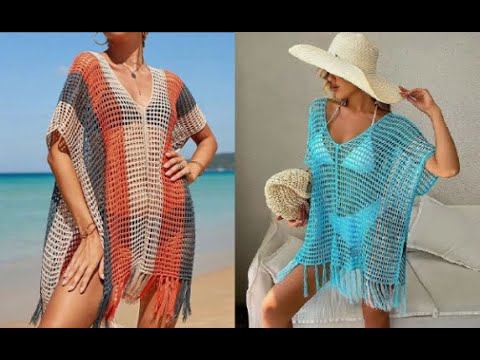 Идеи вязания пляжного платья из прямоугольников - Ideas for knitting a beach dress from rectangles