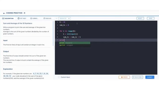 Sum and Average of the 10 Numbers | Coding Practice 9 | Python Coding tips tricks | Nxtwave ccbp 4.