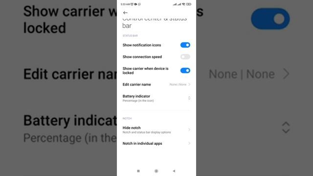 Google home apps auto show notch bar setting on Xiaomi phone