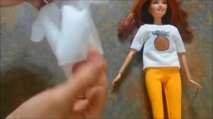 Одежда для куклы Барби. Как пошить футболку \ Clothing for Barbie doll. How to Make T-shirt.