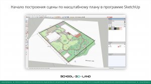 SU3. Начало построения сцены по масштабному плану в программе SketchUp