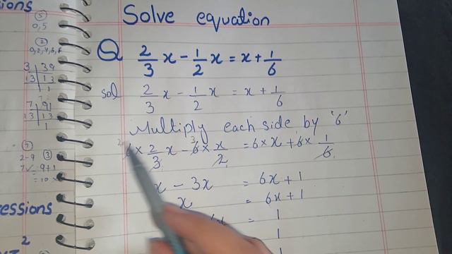 Solve the Equation 2/3x-1/2x=x+1/6 and check your answer смотреть онлайн