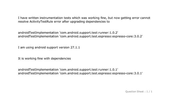 Android : Cannot resolve ActivityTestRule after upgrading dependencies. Unable to import ActivityTe смотреть онлайн