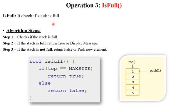 DSA 1.22 Stack Operations (Algorithm, Pseudocode & Analysis) with Examples / Stack ADT
