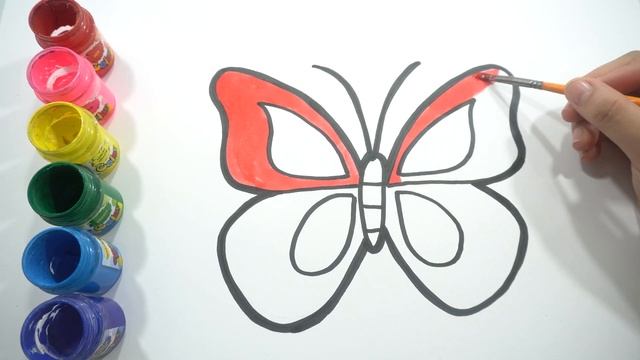 Как нарисовать БАБОЧКУ / мультик раскраска БАБОЧКА для детей / Раскраски малышам смотреть онлайн