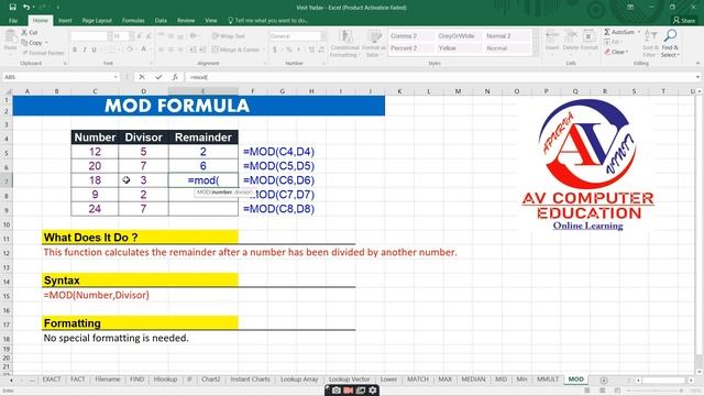 MOD function in MS- Excel || How to use Mod formula in Excel 2019 || Excel MOD Function смотреть онлайн
