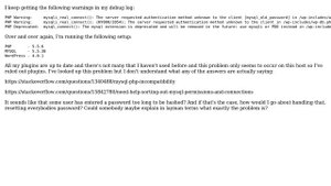 Wordpress: mysqli_real_connect() - authentication method unknown to the client Warnings