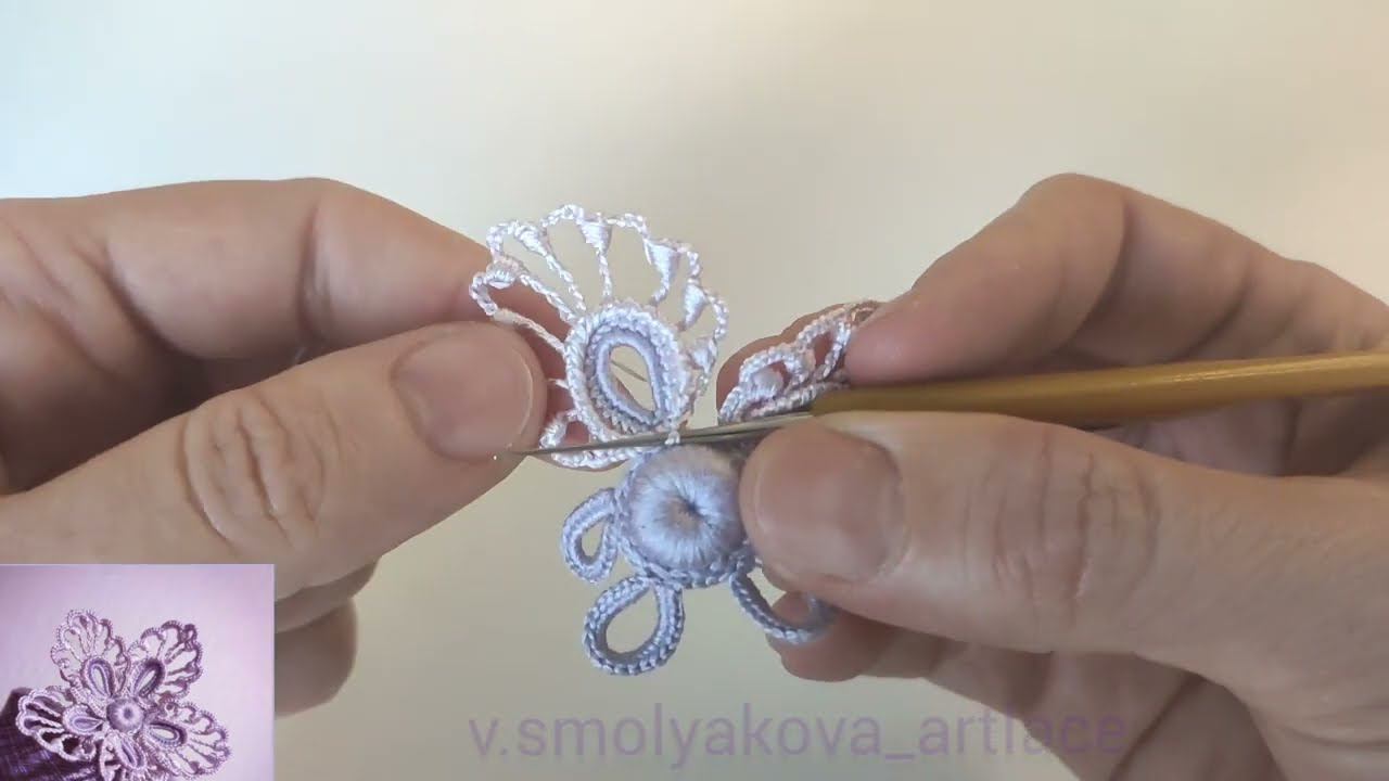 Шаг 6. Вяжем лепестки из обвитых столбиков. смотреть онлайн