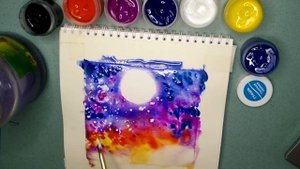 Как нарисовать сказочный лес рисунок за 10 минут.  Рисунок звёздного неба легко.