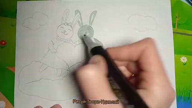 Рисуем просто 3 милых рисунка: сердечко в лапках