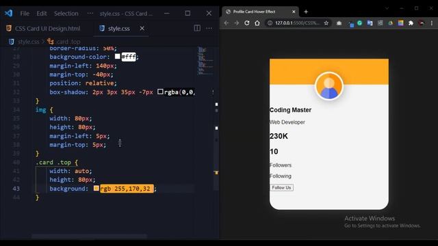 Animated CSS Profile Card With Push Button