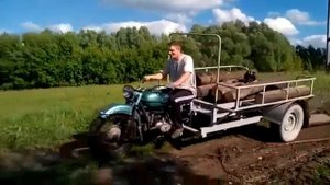 Трицикл из мотоцикла урал в работе .