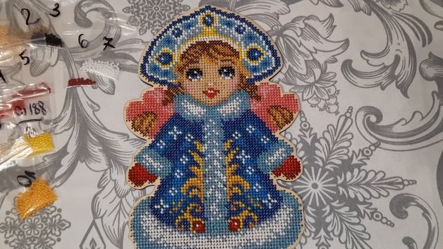 71. Снегурочка от Wood Stitch. Подбор бисера. Готовая работа. #вышивкабисером #бисер
