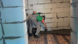 Тёплый пол в бане из газобетона