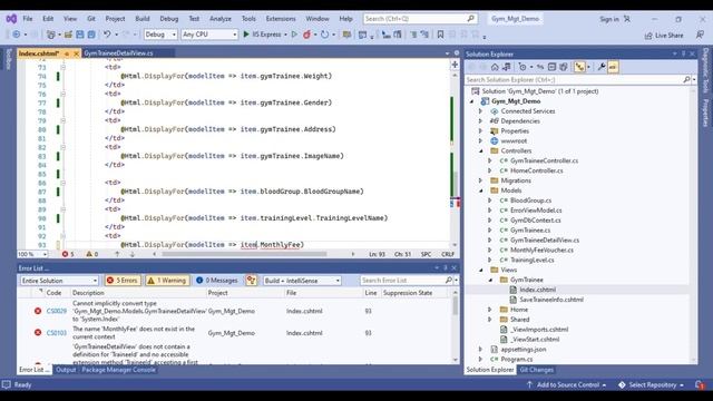 ASP DOT NET CORE MVC | GYM MANAGEMENT WEB APP | Entity Framework Core | MS SQL SERVER | PART 6