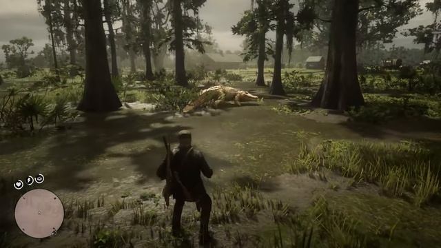 Убить легендарного буллгатора из пушки, как было рекомендовано Артуру - RDR 2