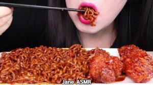 ASMR BLACK BEAN NOODLES + FRIED CHICKEN 시크릿 양념치킨 짜장 불닭볶음면 먹방 (EATING SOUNDS) NO TALKING MUKBANG