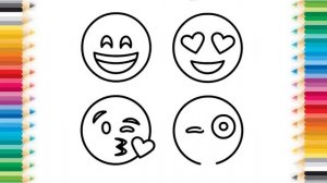 Как нарисовать СМАЙЛИКИ | Мультик - раскраска EMOJI | Учим цвета на Русском и Английском