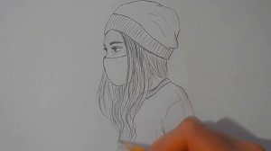 Рисуем ДЕВУШКУ В МАСКЕ И ШАПКЕ/976/Draw a GIRL IN a MASK and HAT