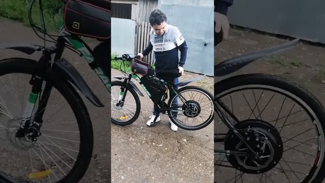 Тест электровелосипеда в первый раз. 1500w 52в Electric bike своими руками.