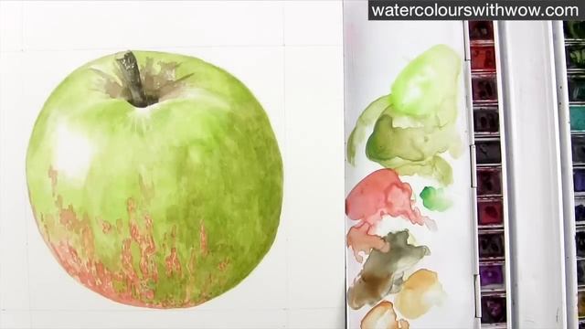 How to paint a red and green apple without making brown - in watercolor - by Anna Mason смотреть онлайн