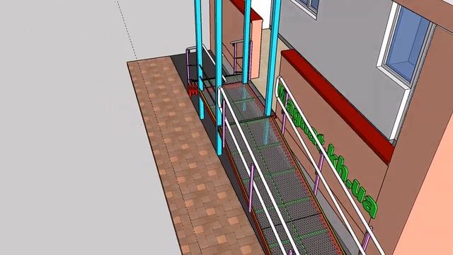 Эскиз уличной лестница с пандусом. смотреть онлайн