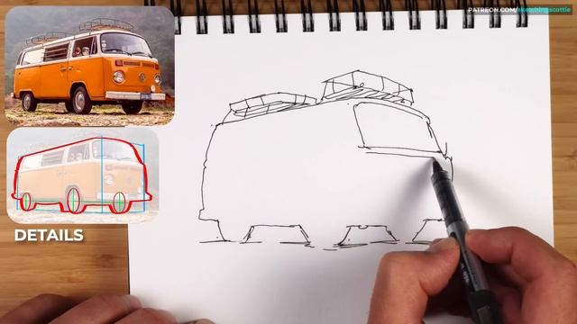 How to draw ANY car in perspective for beginners (2 TIPS you must know!) смотреть онлайн
