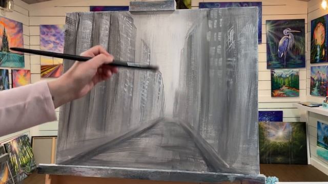 HOW TO PAINT A COLOURFUL TREE IN THE CITY ? Step By Step tutorial смотреть онлайн