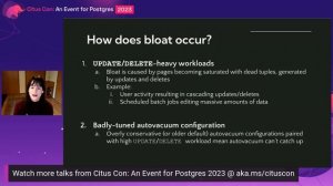 Understanding & Managing Postgres Table Bloat | Citus Con: An Event for Postgres 2023